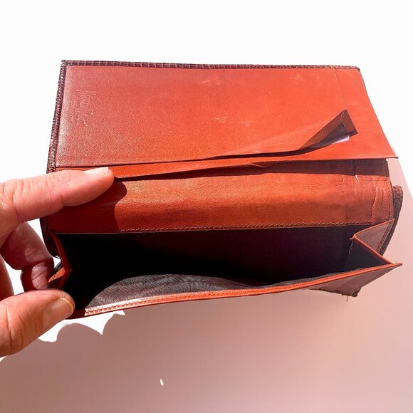 VTG Women’s Neiman Marcus Lizard Embossed Leather Wallet/Checkbook Cover Spain - Picture 8 of 9